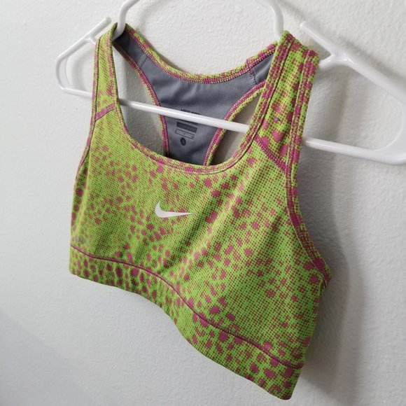 Nike Pro Sports Bra Lime Green & Pink Size Small. - Picture 5 of 6